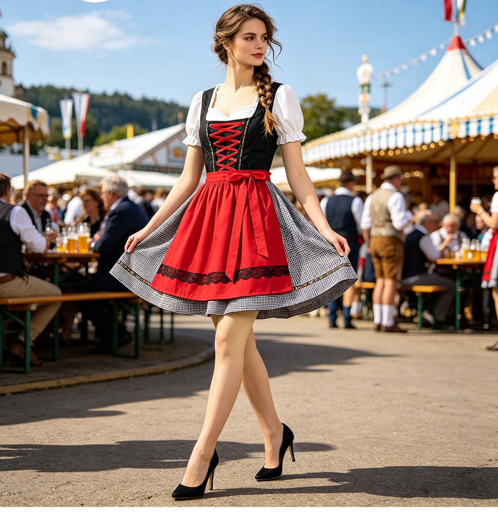 Women German Oktoberfest Dirndl Dress - Bavarian Traditional Maid Costume